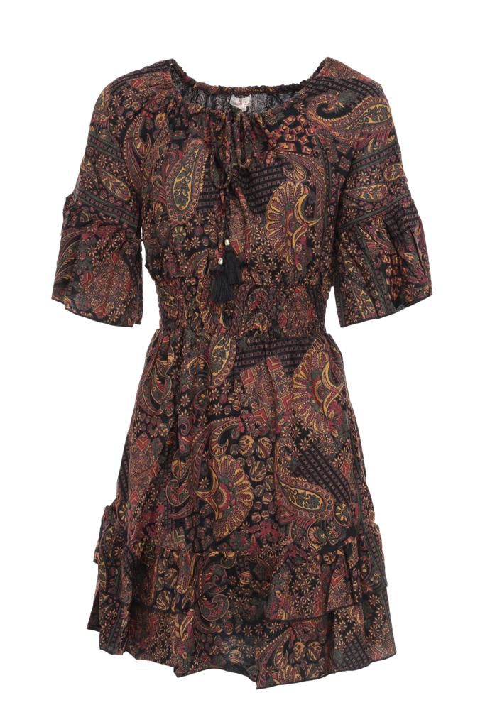 Robe courte cintrée à la taille bohème 2