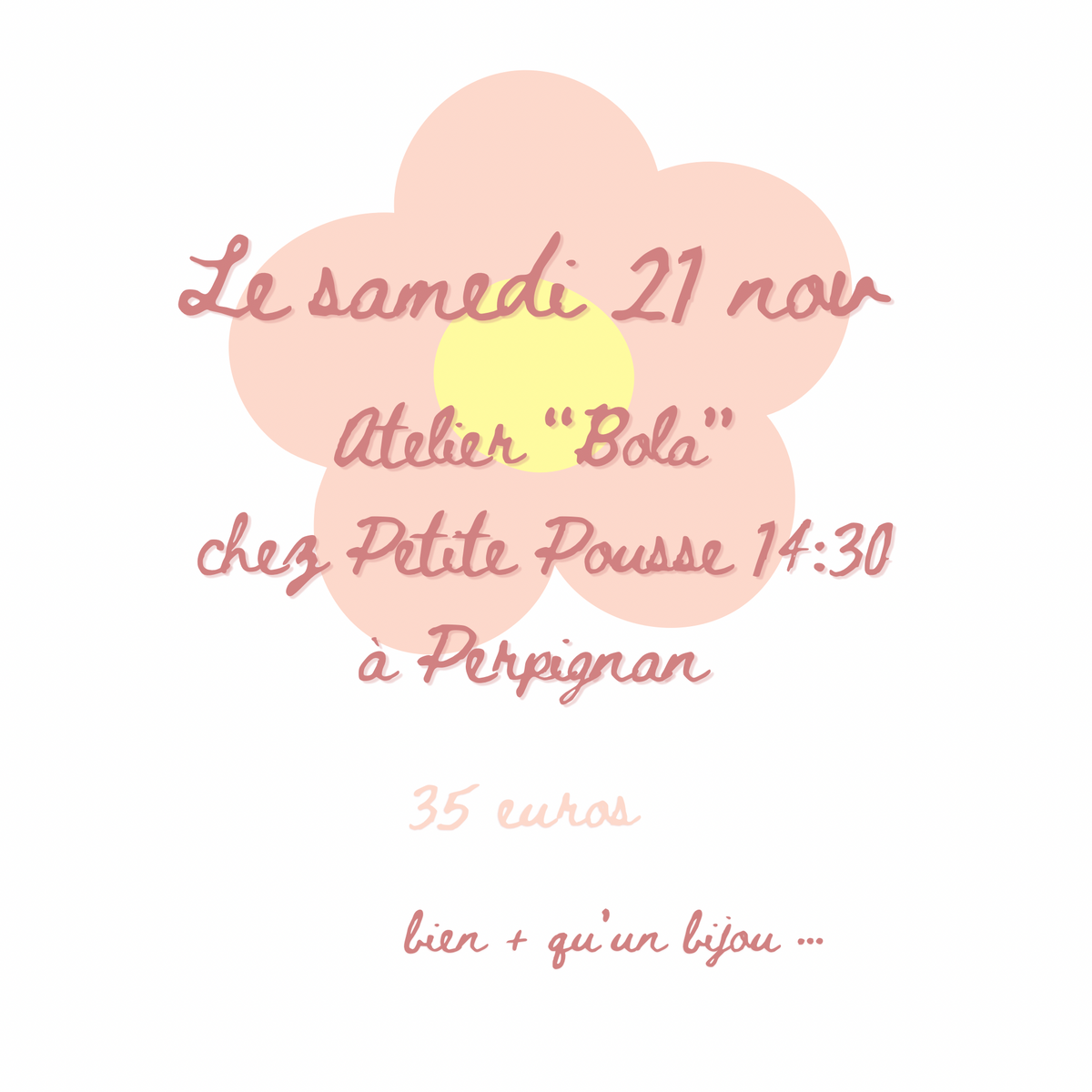 «Atelier Bola »Samedi 21 novembre chez Petite Pousse à Perpignan 14h30