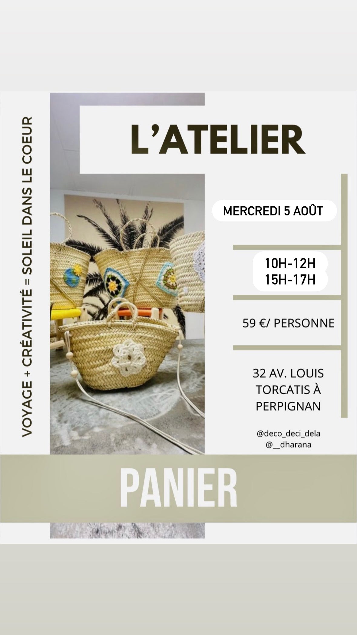 10h-12h- Atelier Panier- Mercredi 5 août