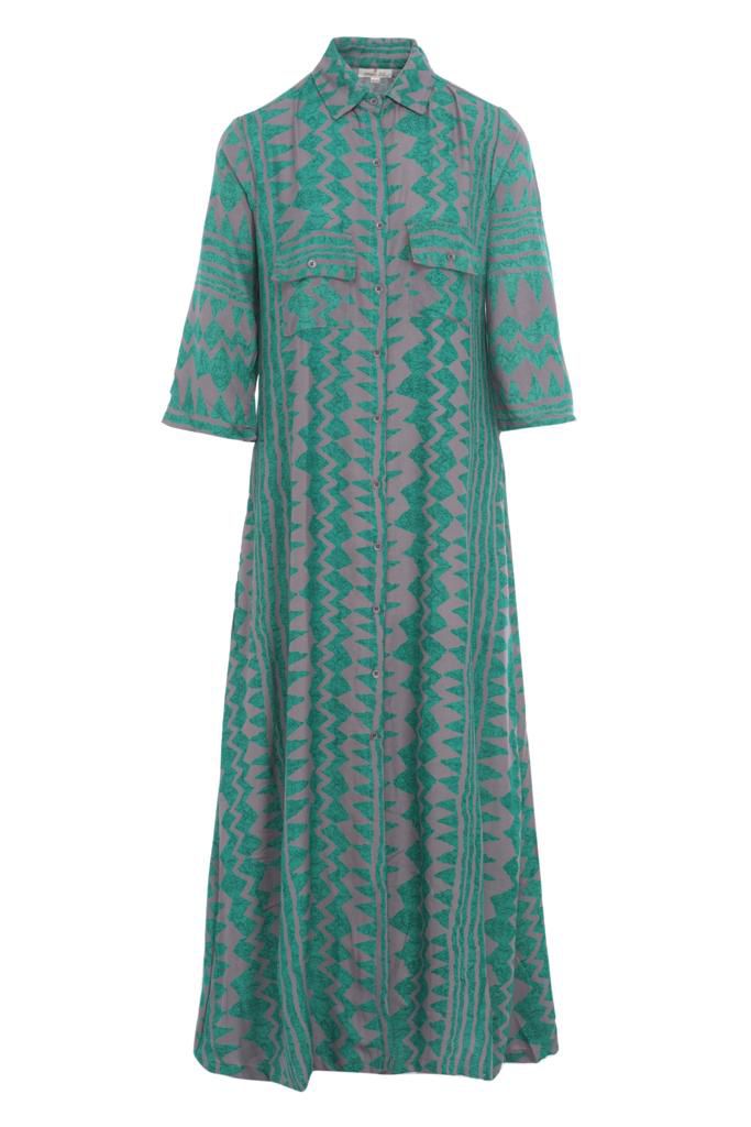 Robe verte manches courtes bohème