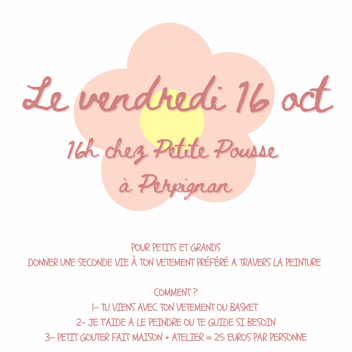 « atelier peinture sur vêtement » Vendredi 16 octobre à 16h chez Petite Pousse à Perpignan