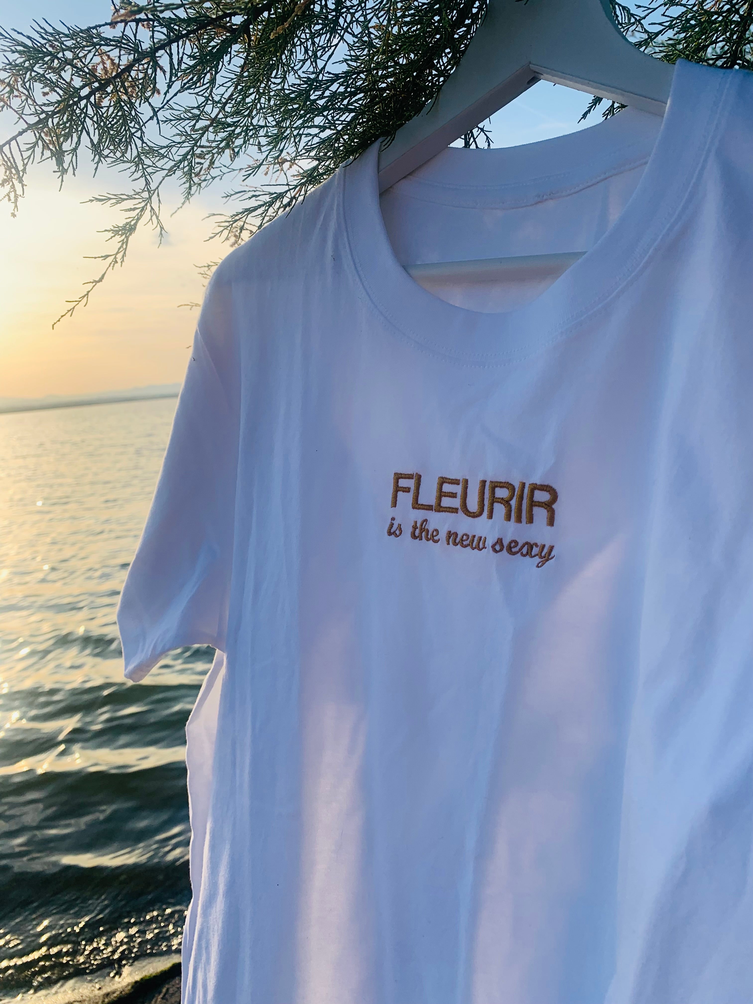 T-shirt blanc -Fleurir is the new sexy-