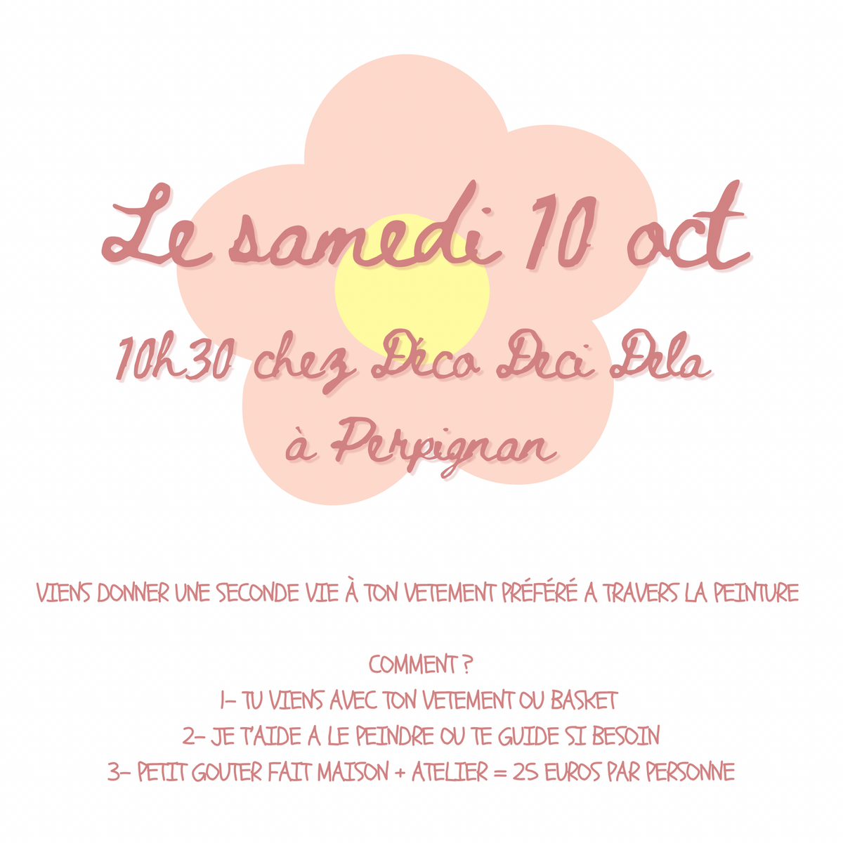 « atelier peinture sur vêtement »Samedi 10 octobre à 14h30 chez déco Deci Dela