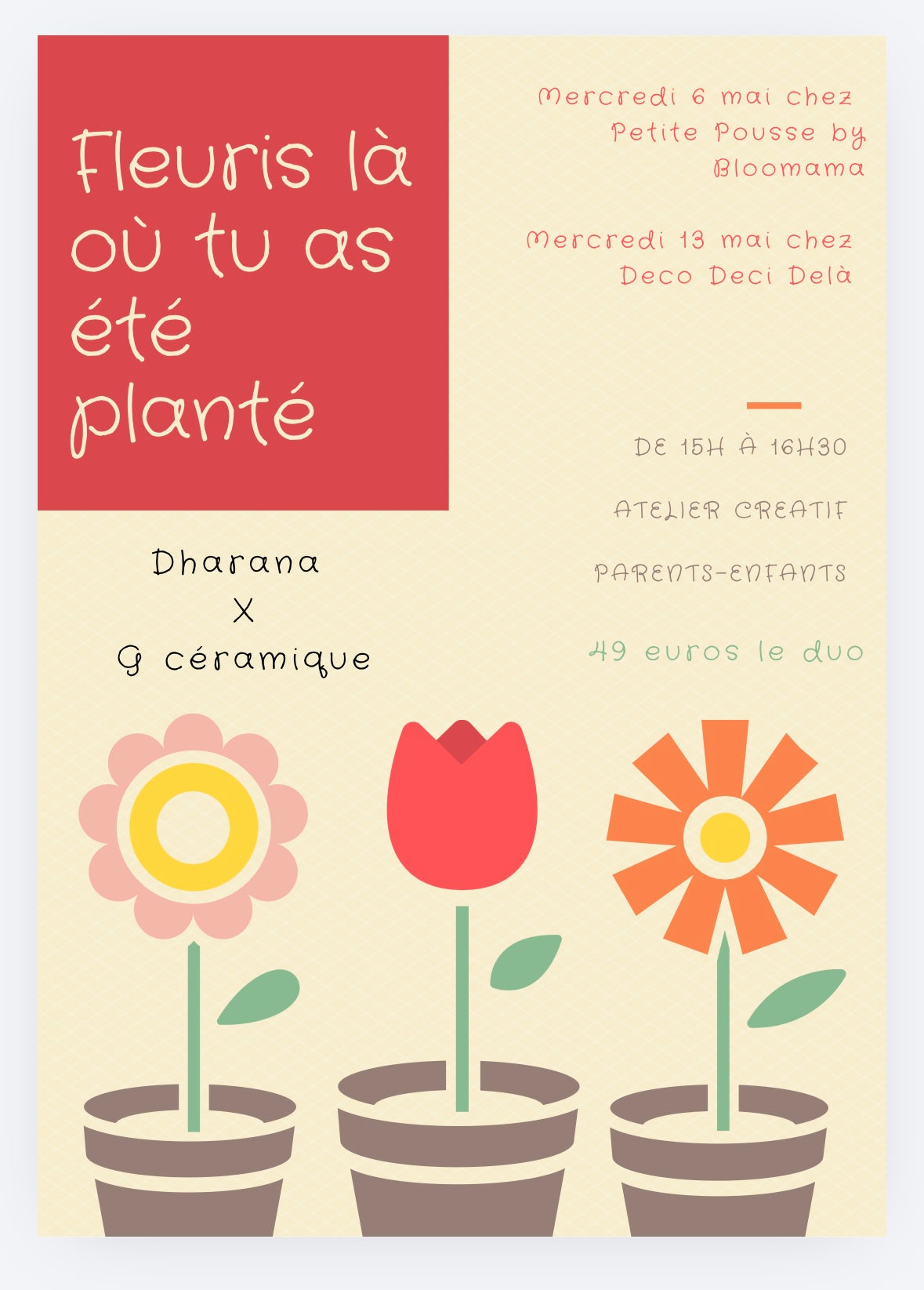 Atelier créatif Fête des mères 13 mai