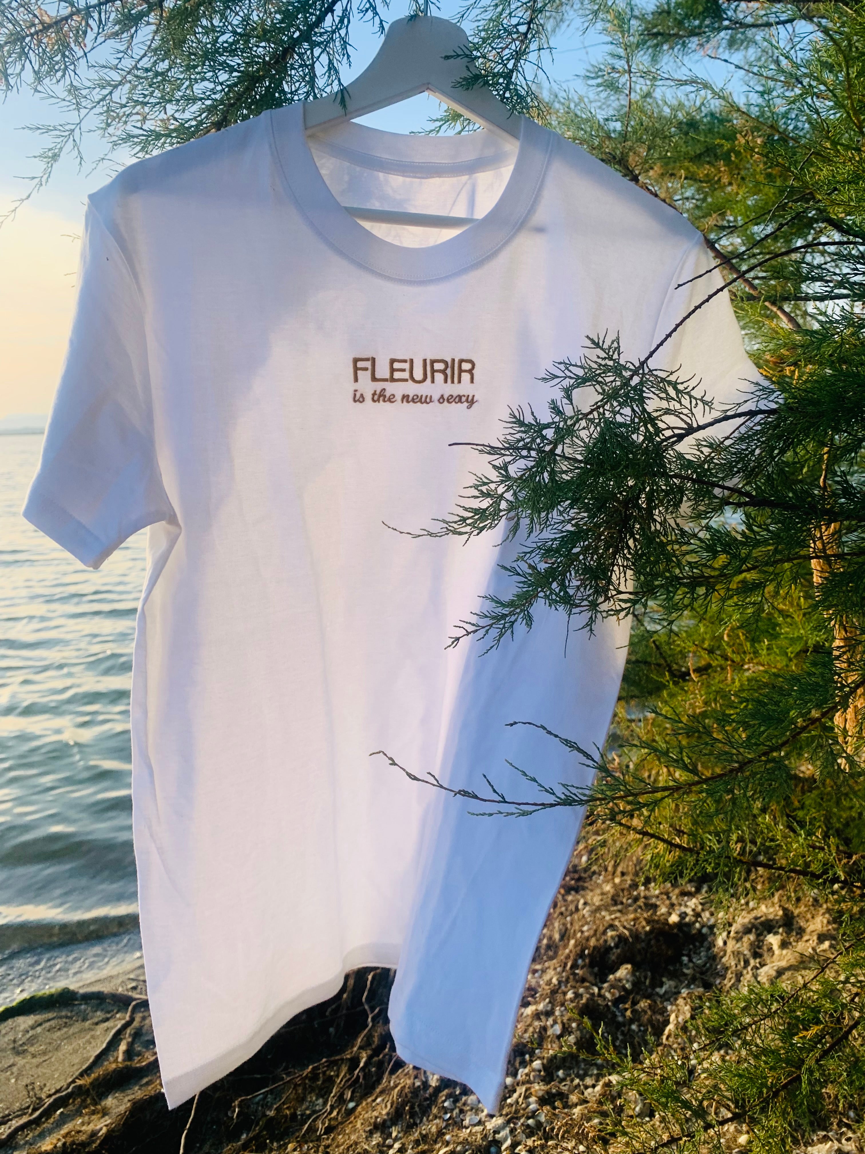 T-shirt blanc -Fleurir is the new sexy-