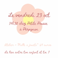 « atelier malle à jouets »Vendredi 23 octobre 14h30 chez Petite Pousse