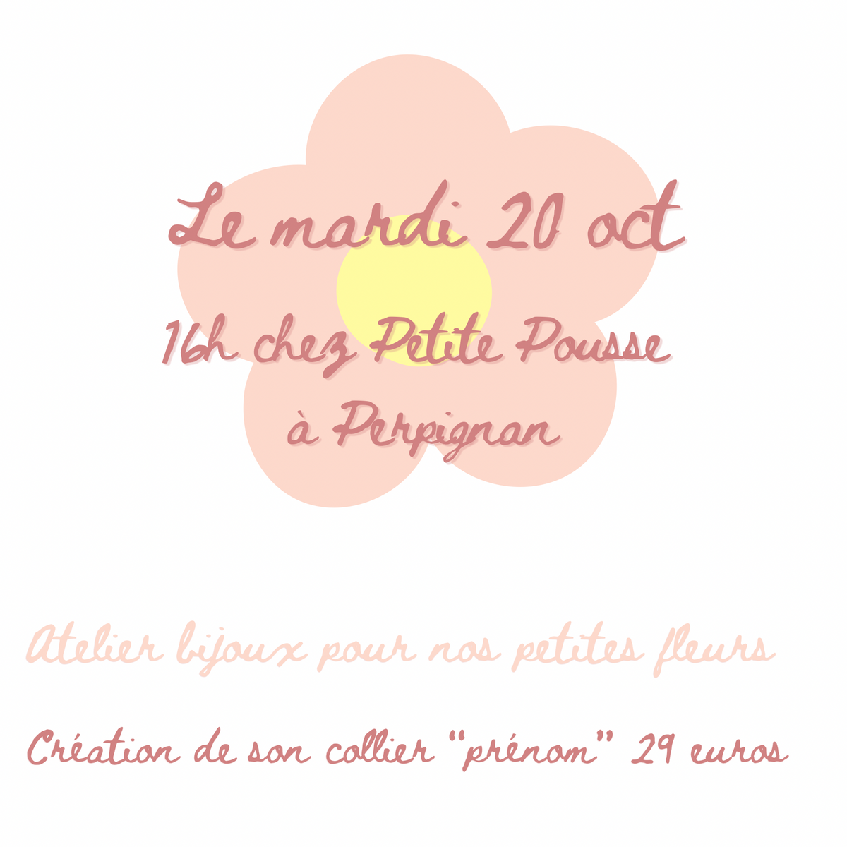 « atelier bijoux enfant »Mardi 20 octobre chez Petite Pousse à Perpignan à 16h