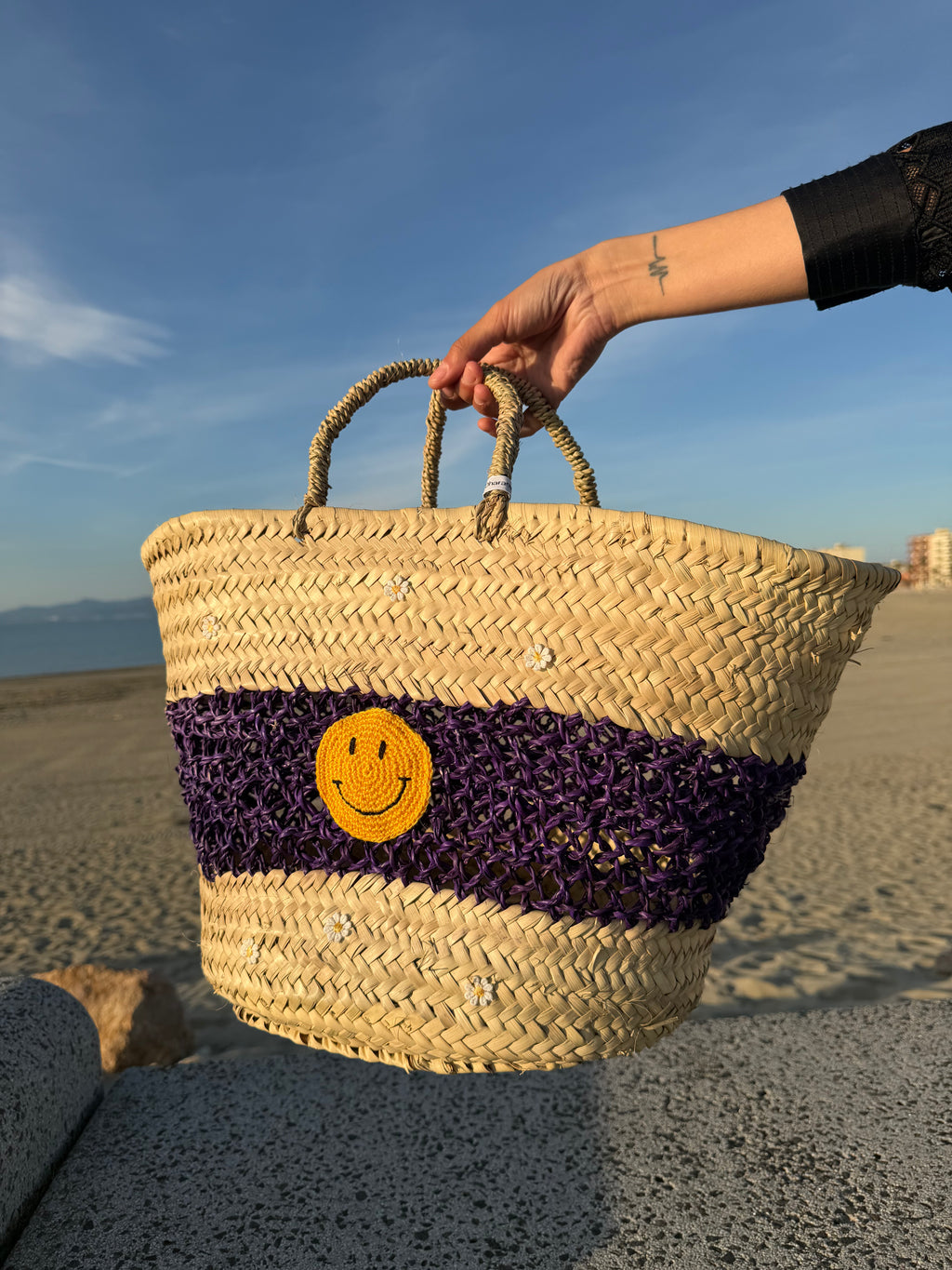 Panier smiley et marguerite