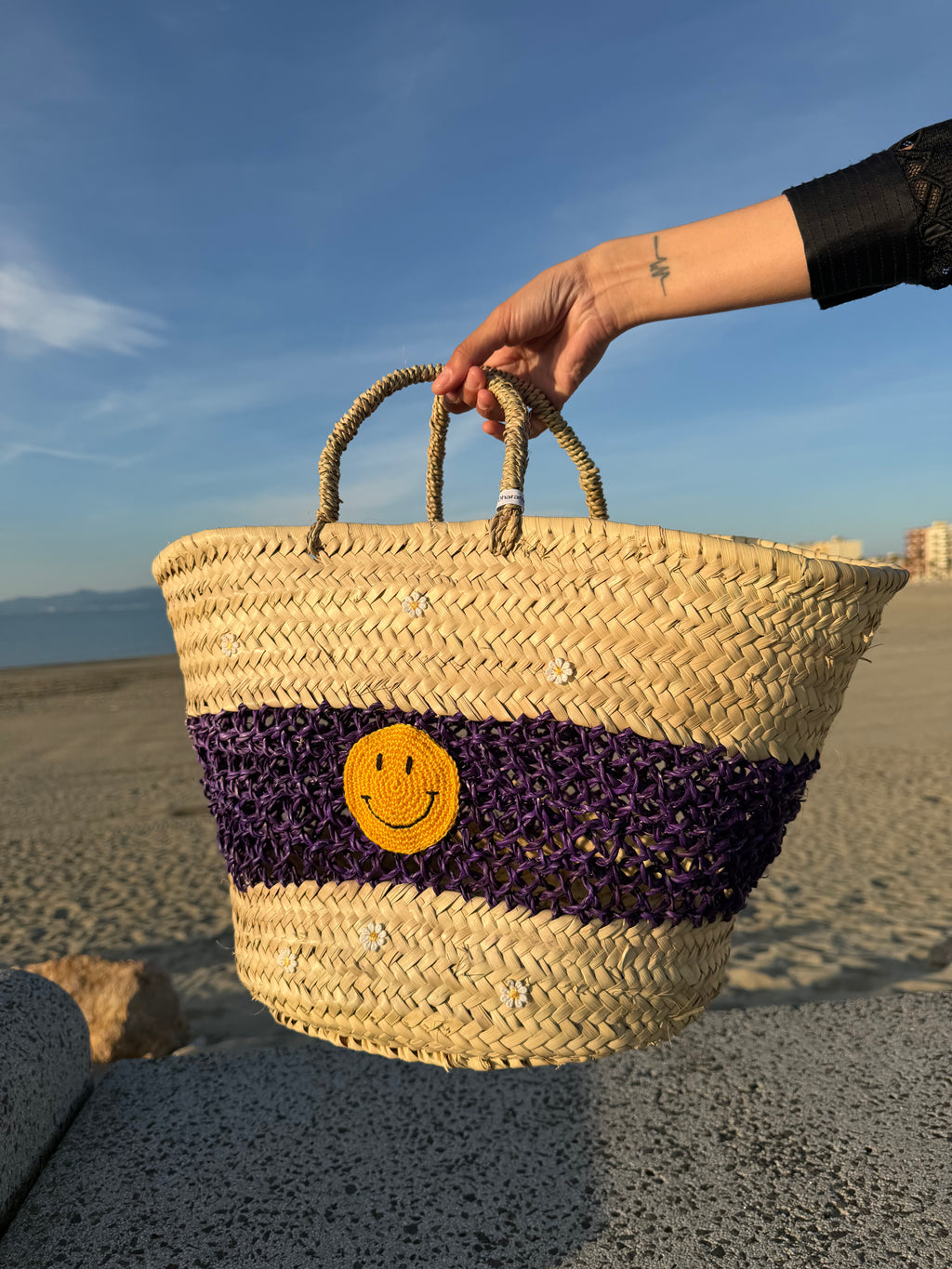 Panier smiley et marguerite