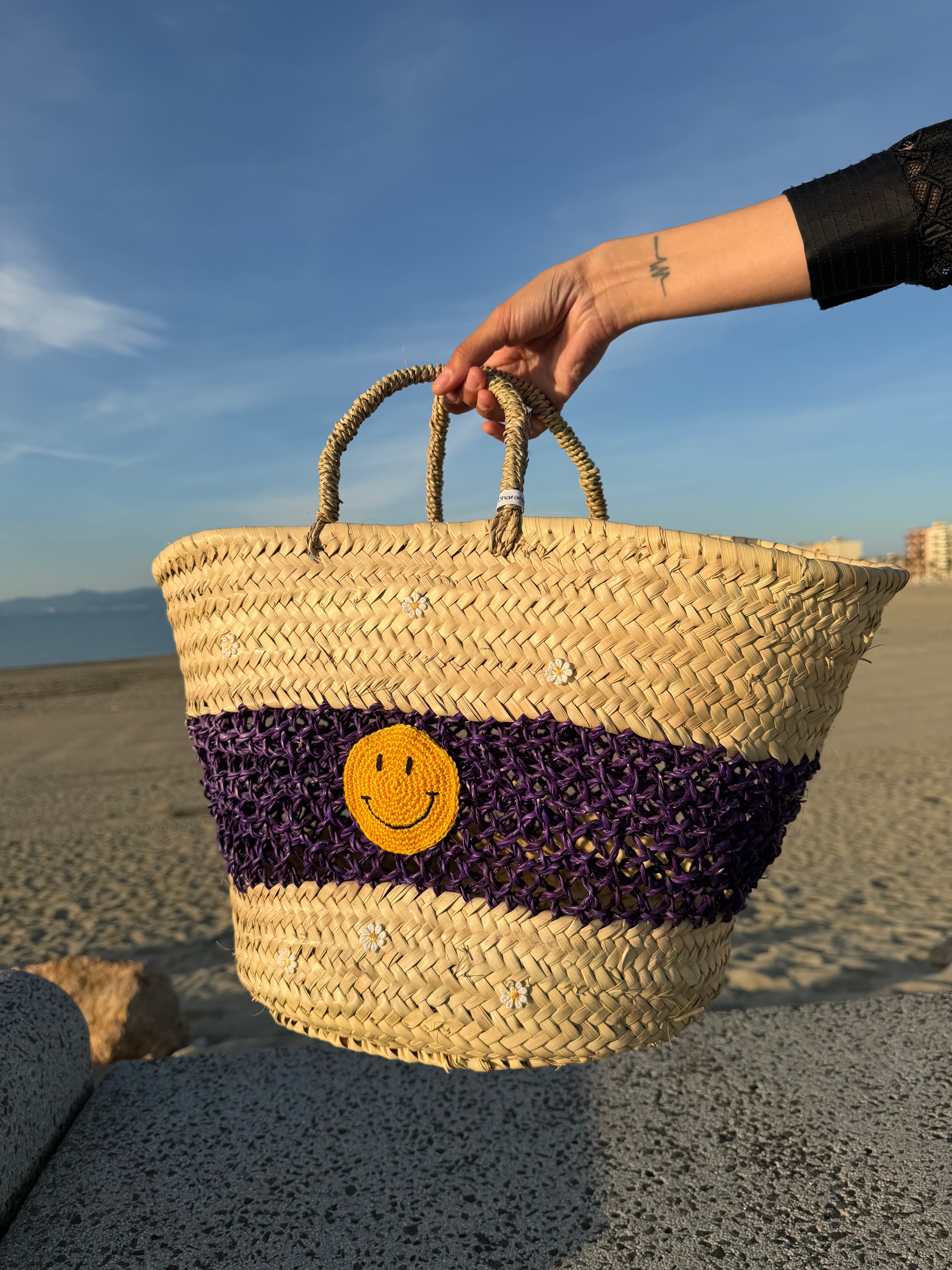 Panier smiley et marguerite