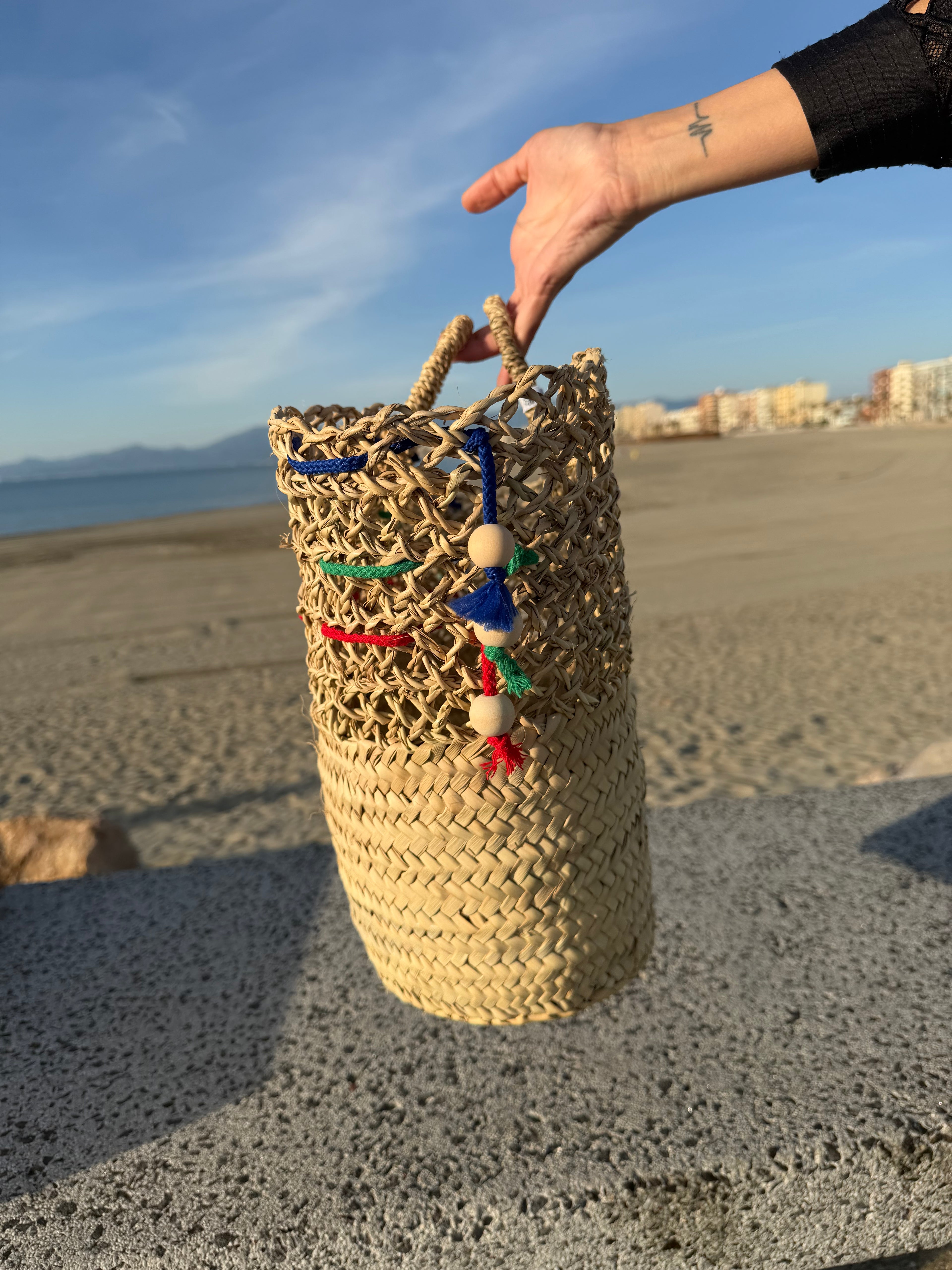 Panier Marin et perles bois