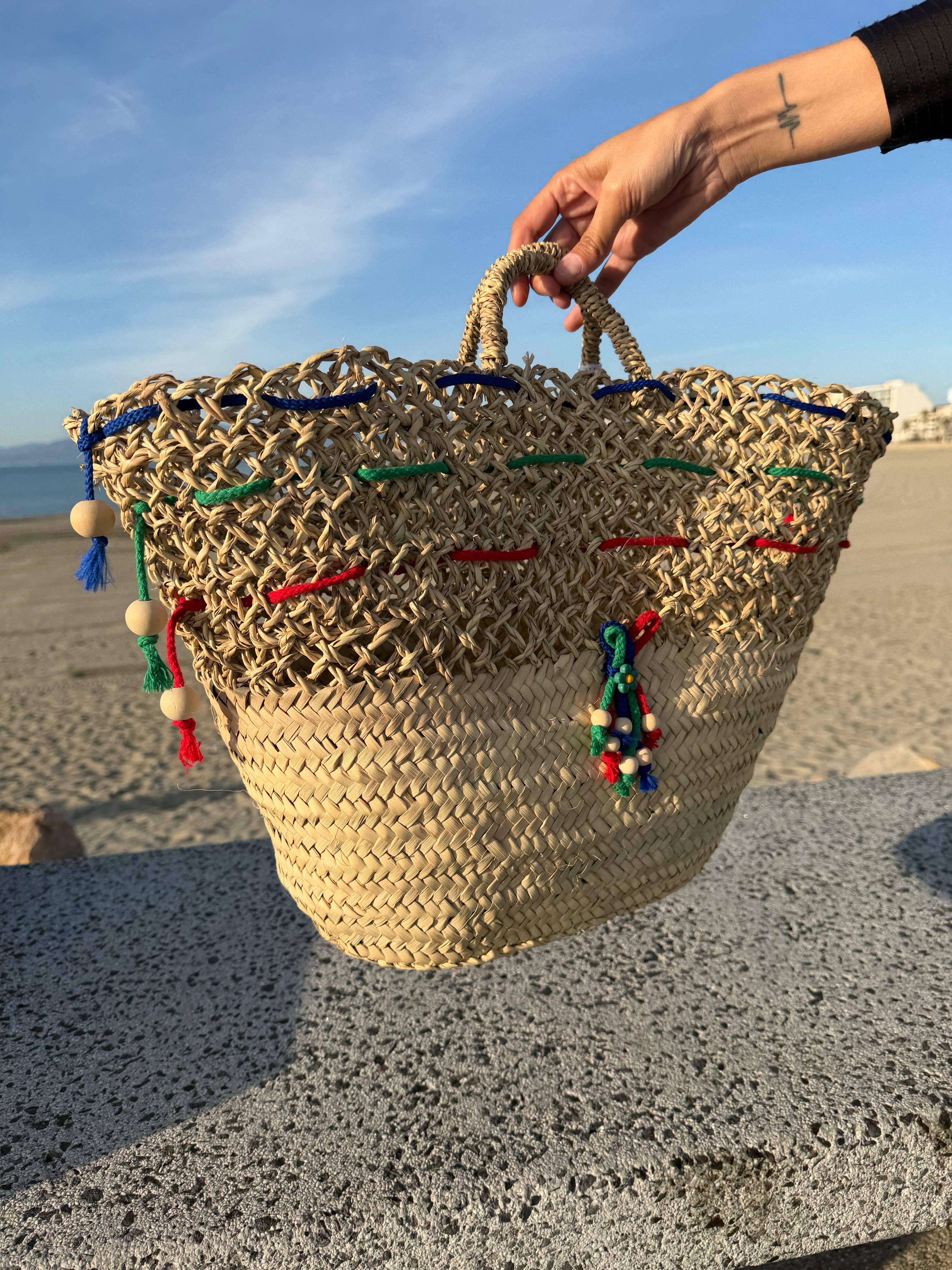 Panier Marin et perles bois