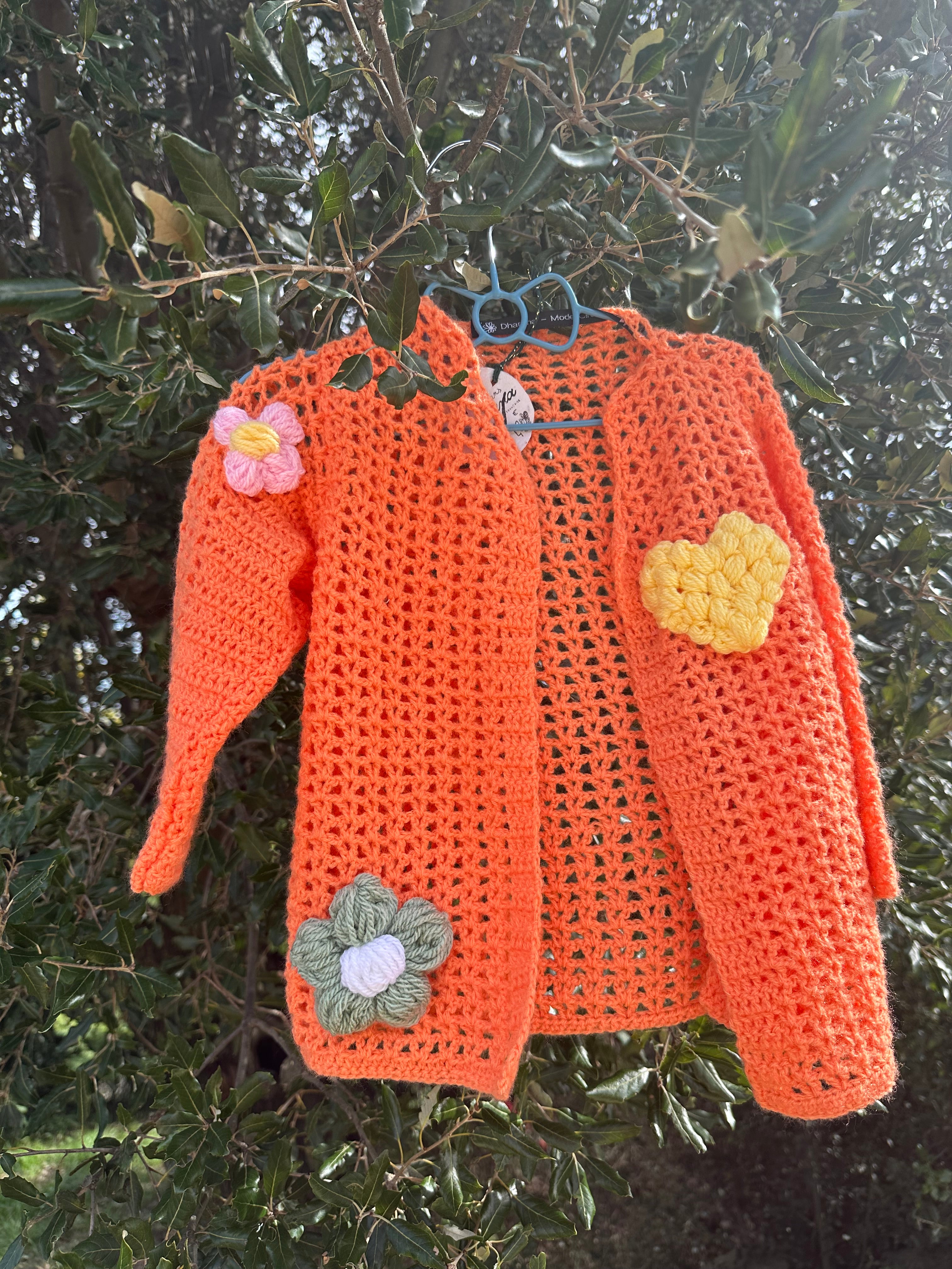 Veste Orange Fleur & Coeur