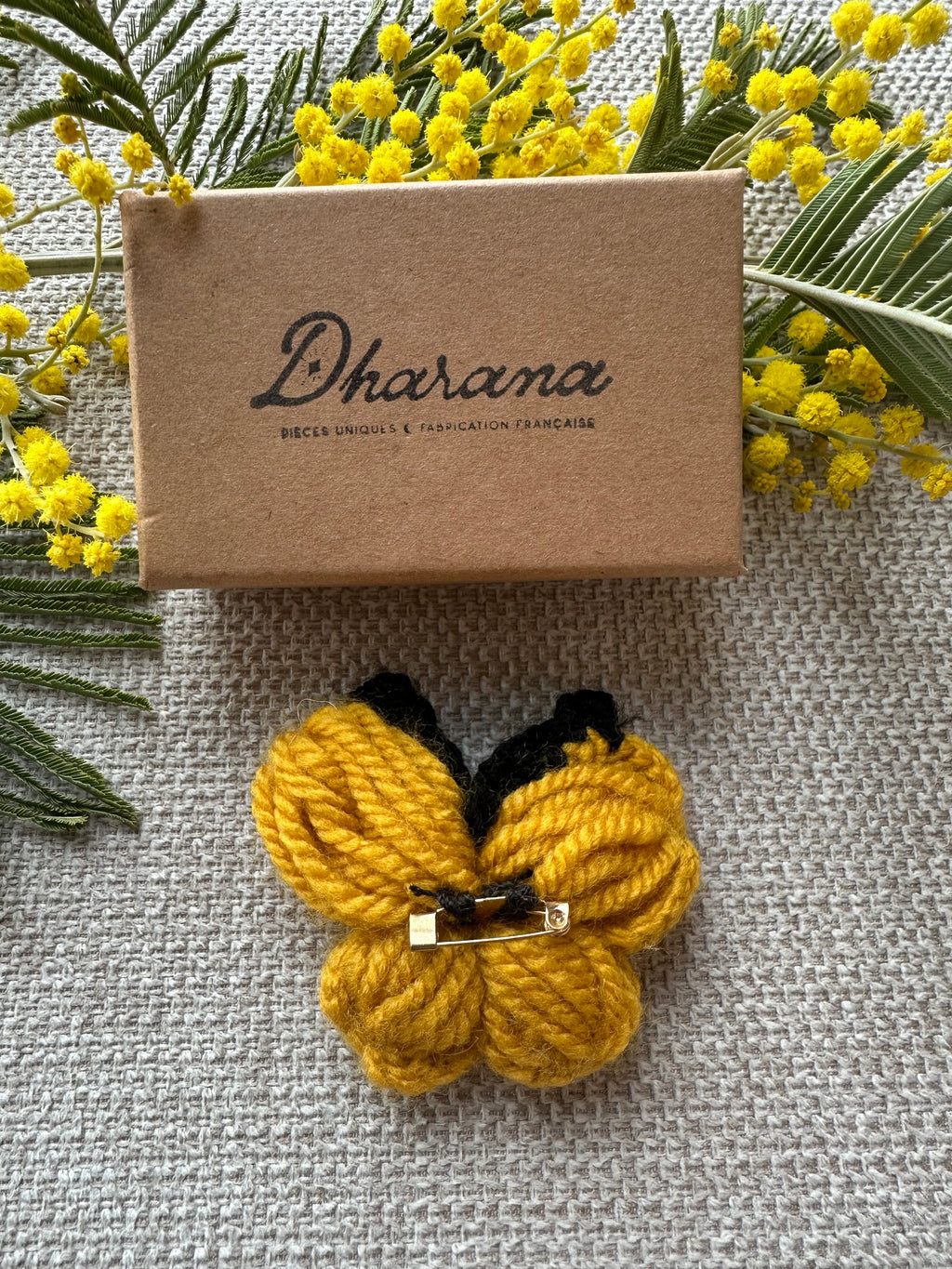 Broche Papillon Jaune Vif
