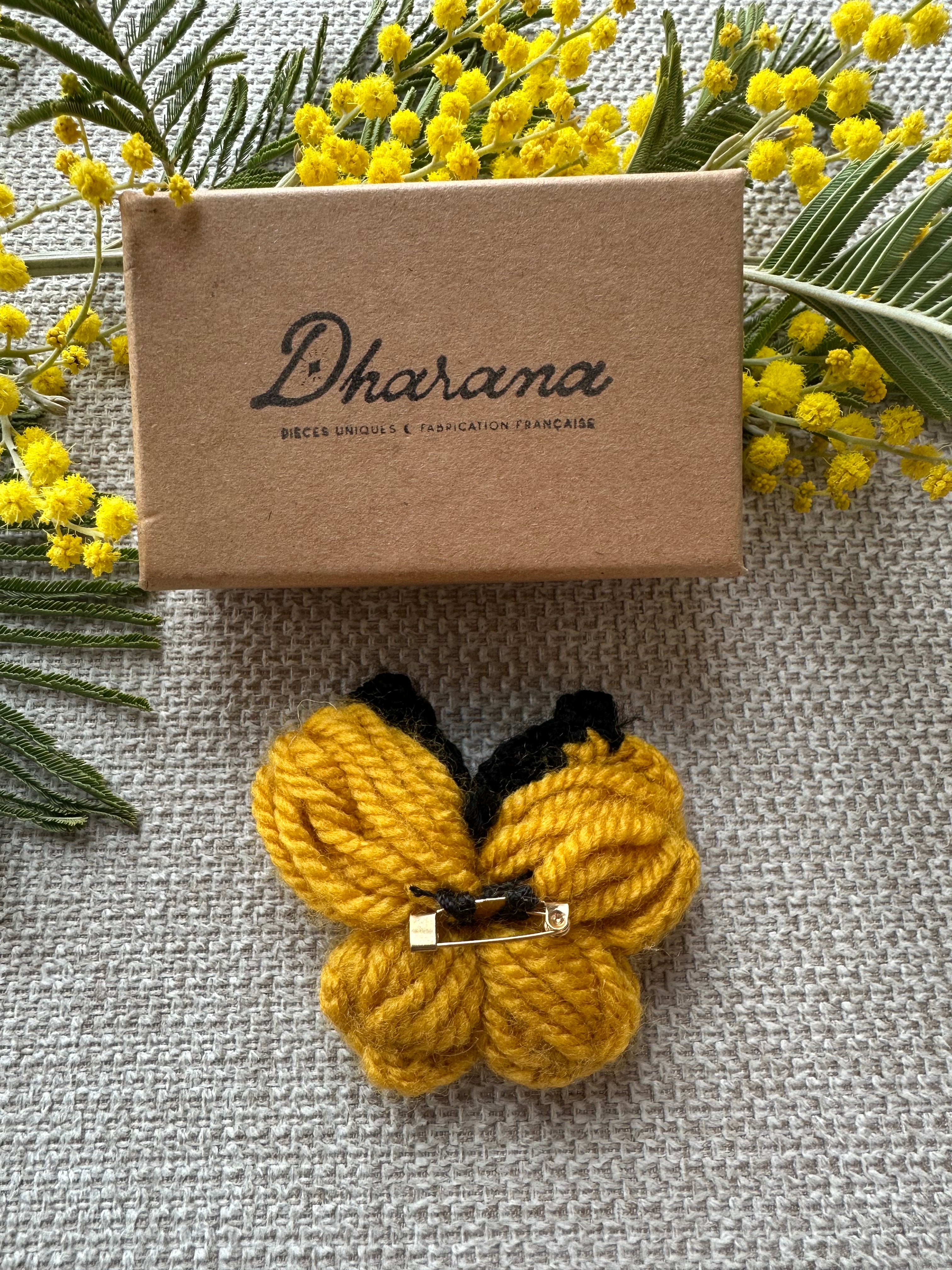 Broche Papillon Jaune Vif