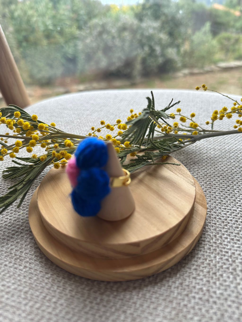 Bague Fleur Bleu & Rose