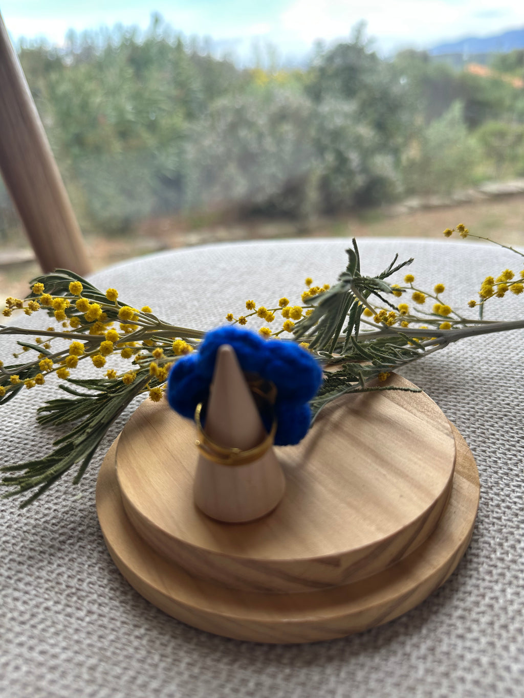 Bague Fleur Bleu & Rose