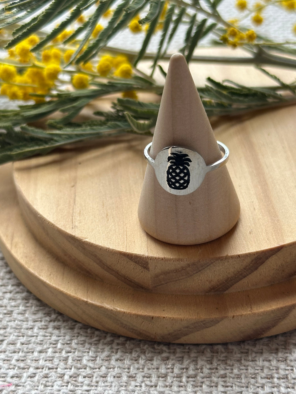 Bague Argentée Ananas Noir