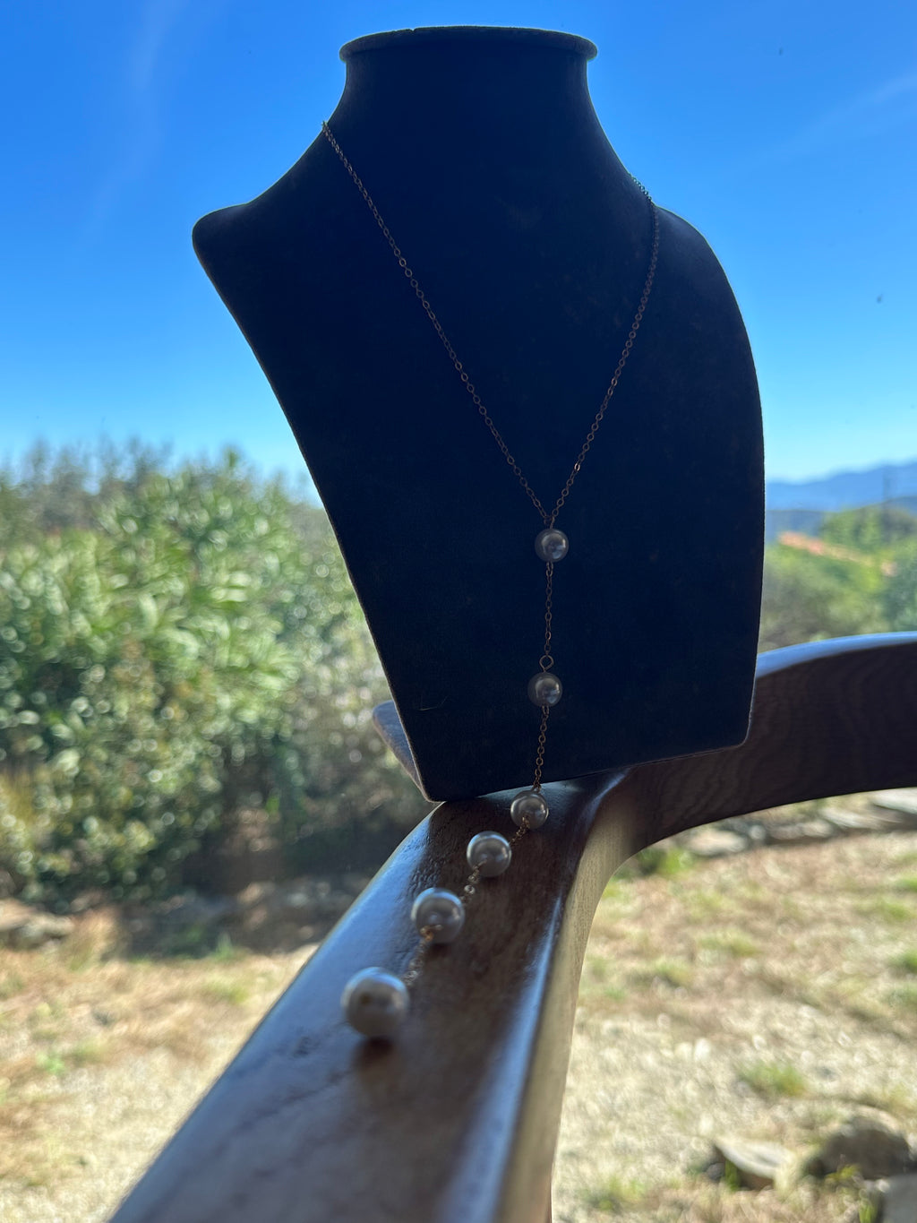 Sautoir acier or 6 perles